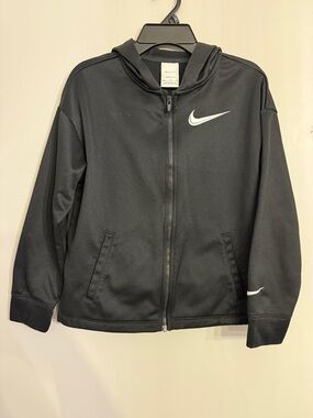 Nike boys jacket very light weight  with hood black size medium